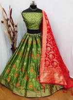 Heavy Brocade Green Wedding Wear Embroidery Work Lehenga Choli( Only In Size 34 To 40)